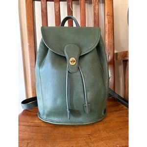 Vintage Coach 9943 Bottle Green Leather Backpack XL USA Turnlock Rucksack